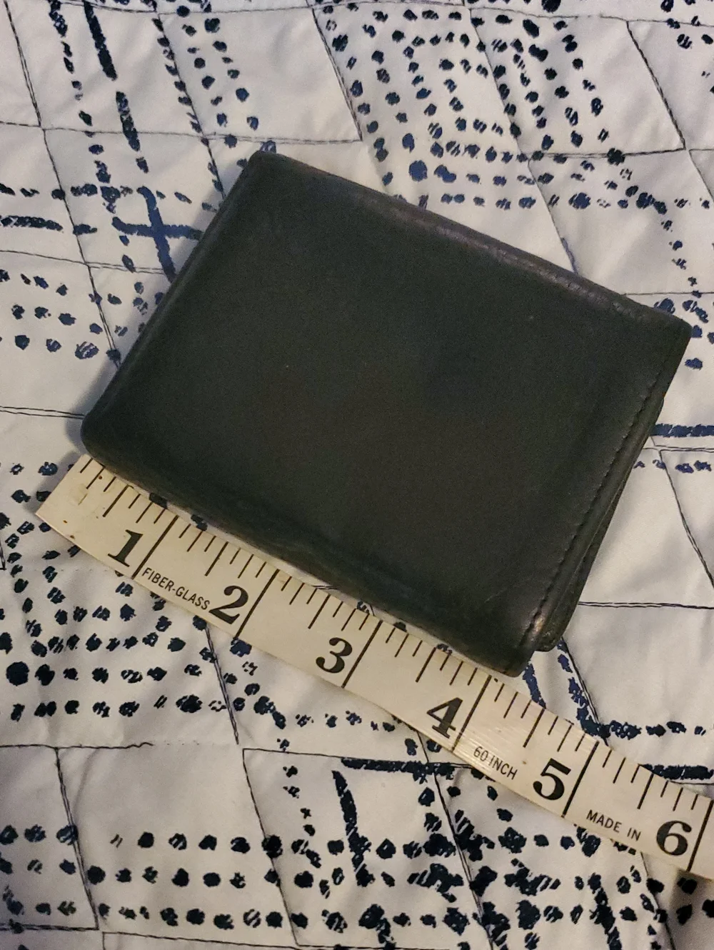 Vintage Black Leather Slim Trifold Wallet